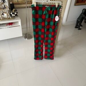 Spoiled Angel Christmas Red & Green Plaid Plush Loungewear/Sleepwear/PJ Pants